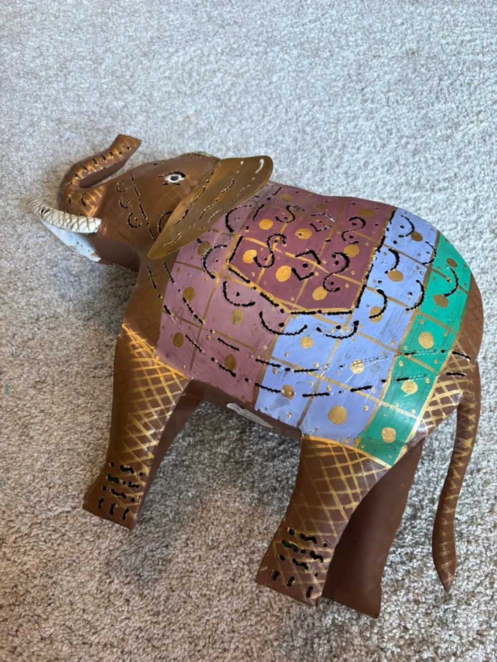 Pier 1 Imports India Metal Decorated Metal Elephant Tea Candle Holder Lantern